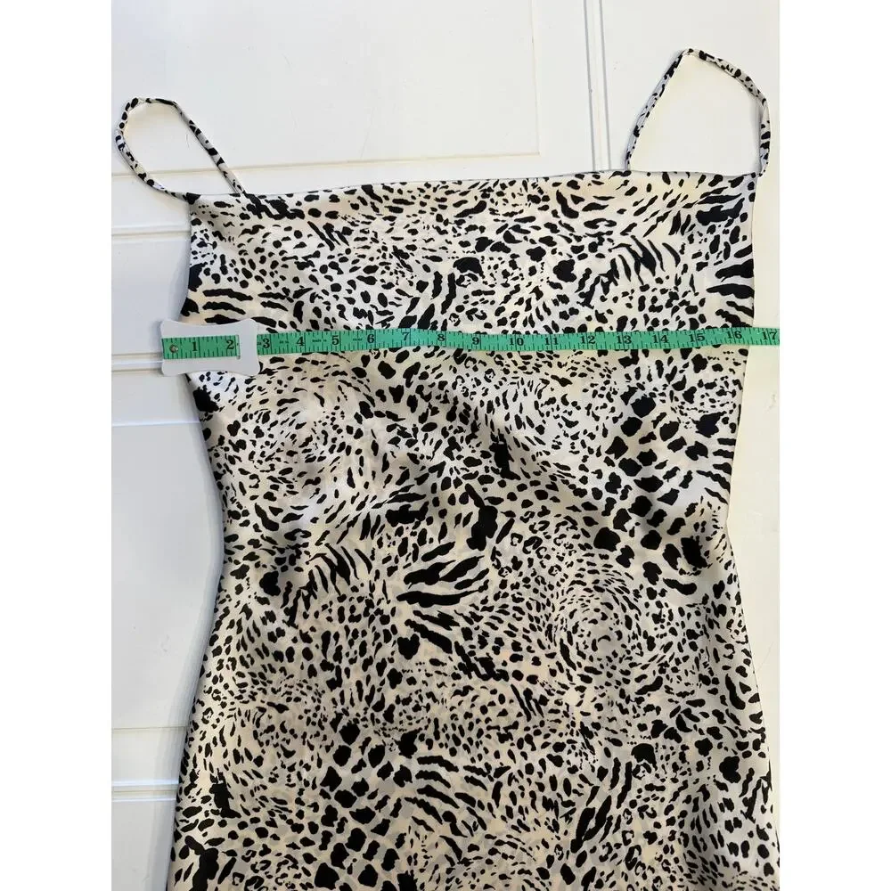 Timing Womens Sz M Animal Print Drape Neck Satin Feel Slip Midi Dress - Picture 3 of 7
